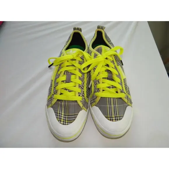 Adidas Plaid Sneakers with Neon‎ Yellow Accents - Picture 2 of 6